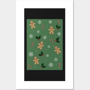 Christmas Green Pattern Posters and Art